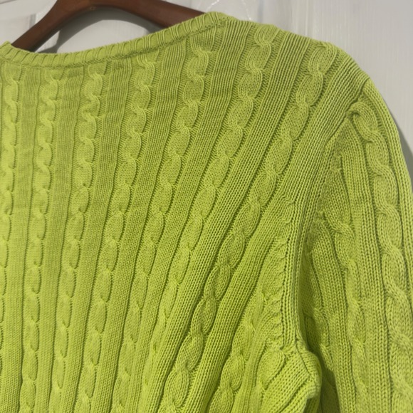 Lauren Ralph Lauren Cable Knit Sweater – Lime Green – 100% Cotton – Size Small - Picture 7 of 7